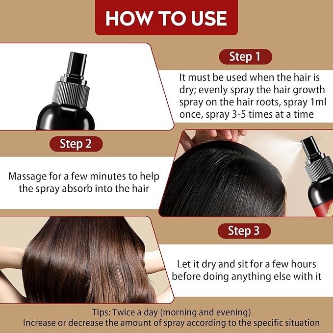 2PCS Saffron Hair Spray, Saffron Hairs Blackening Spray, Saffron Herbal Essence Spray, Leaving Hairs Shiny Non-Frizzy