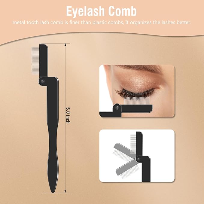 3PCS Eyelash Comb Lash Separator Brow Brush & Eyebrow Spoolie for Removes Clump Mascara