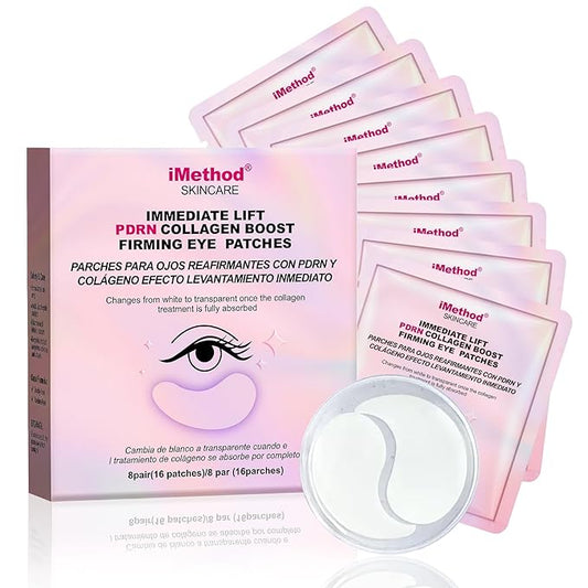 iMethod PDRN Collagen Boost Eye Mask - Under Eye Patches, Instant Lift Under Eye Mask for Reduce Fine Lines & Wrinkles, Firming Eye Patches for Puffy Eyes, Eye Bags, Dark Circles, 8 Pairs
