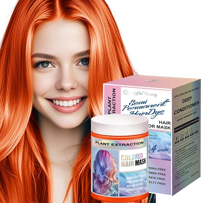 Vegan Semi Permanent Hair Color Mask - 10.15OZ Color Depositing Conditioner for Color-Treated Hair - Ammonia, Paraben, Sulfate & Cruelty-Free - Plant-Based Enhances Tones Hair (COPPER)