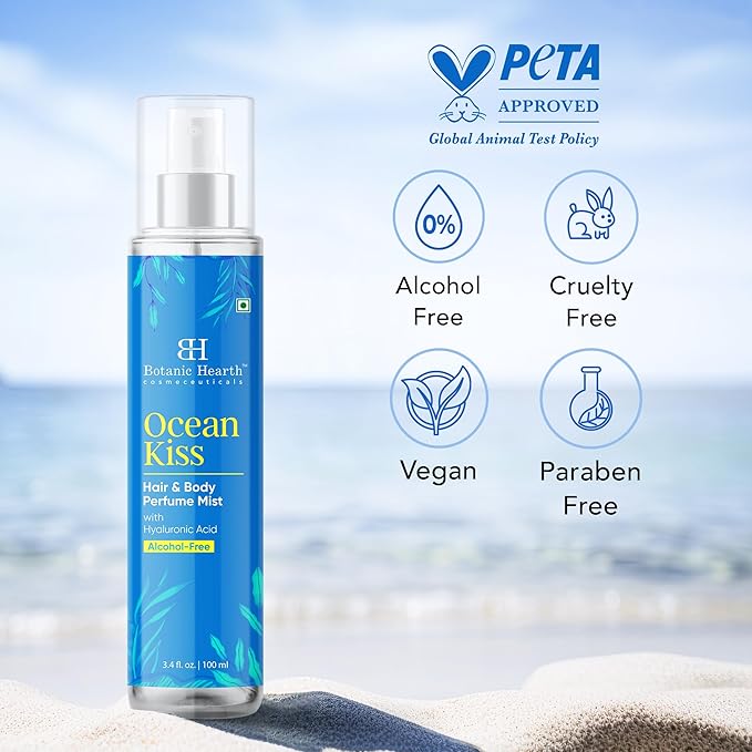 Botanic Hearth Ocean Kiss Hair Perfume & Body Perfume Mist with Hyaluronic Acid – Alcohol-Free Refreshing Fragrance Spray, Long Lasting Hydrating Mist for Women & Men, 3.4 fl oz