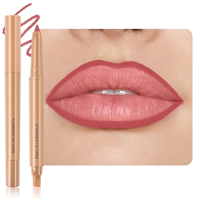 Matte Lip Liner, Plump Lipliner Pencil Crayon，Creamy Matte Finish with Silicone Smudger For Women, High-Pigment Smooth Formula for Sculpting &Contours Lip，Longwear，Lips Makeup，02#Coral pink