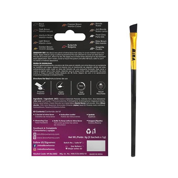MinaiBrow Dark Brown Powder | Natural Spot Coloring Brow Tinting Kit with Brush | Water & Smudge Proof, Instant Brow Dye, 100% Gray Coverage