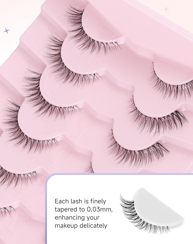 Natural Looking False Eyelashes Wispy Lashes Natural Eyelashes Natural Look False Lashes Wispy Eyelashes Fake Lashes Strip Lashes Flared-04