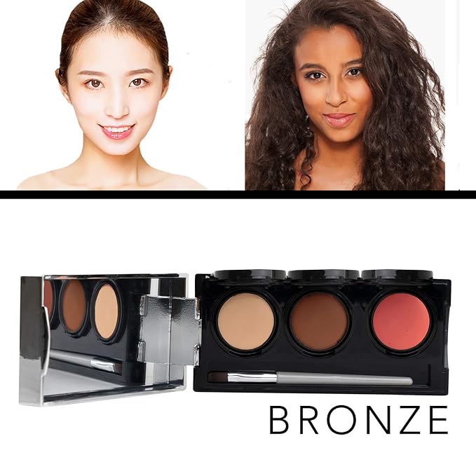 Dermaflage Tattoo Cover Up Makeup (Bronze) - Bruise Full Coverage Concealer - Full Coverage Waterproof Concealer for Bruise, Scar & Acne - Smudge Proof Body Makeup Palette with 3 Pro SFX Shades +Brush