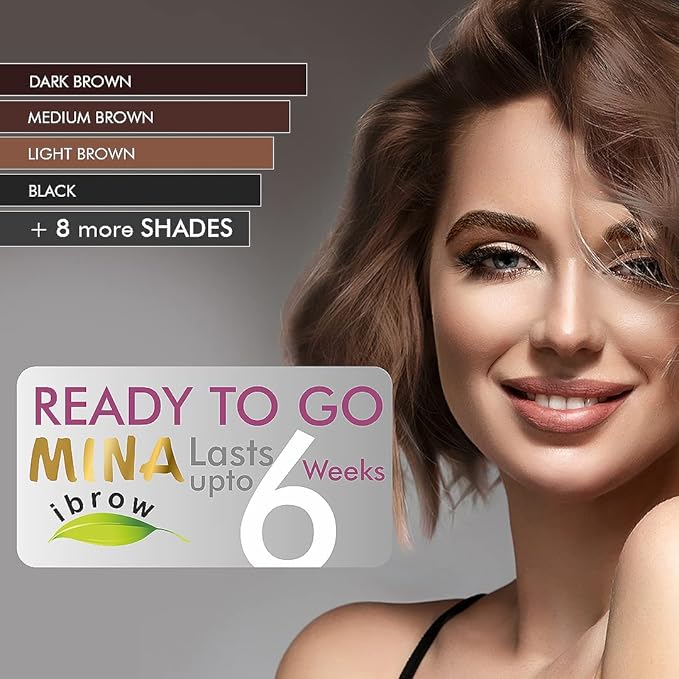 MinaiBrow Instant Hair Dye Kit Light Brown | Natural Spot Coloring Tinting Powder with Nourishing Oil & Brush, Water & Smudge Proof | 100% Grey Coverage Upto 30 Applications