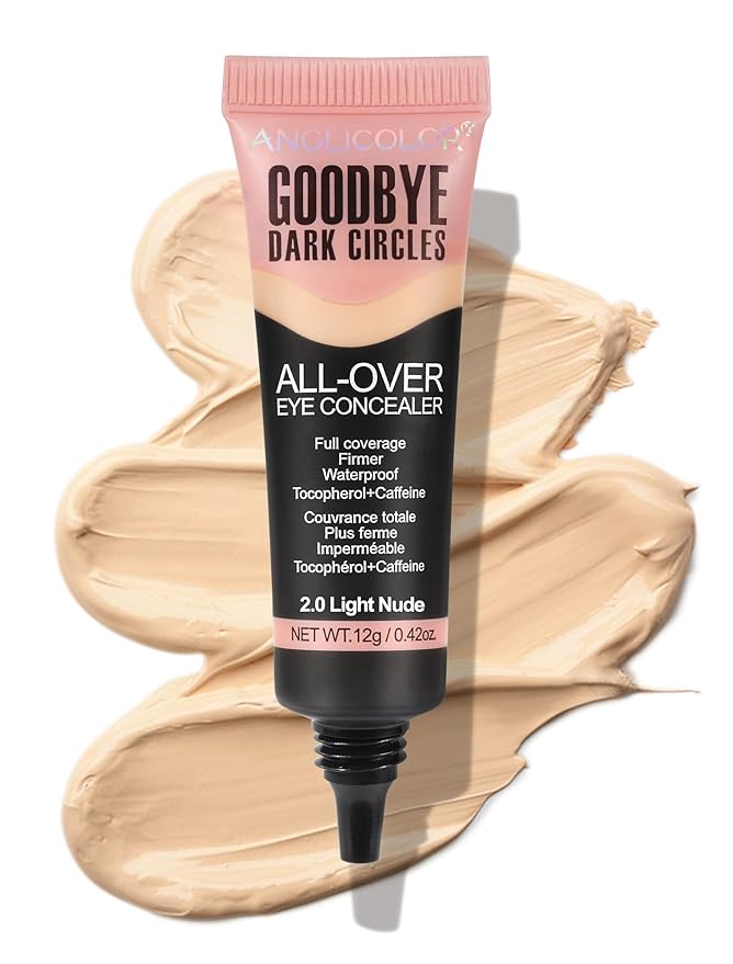 Anglicolor Liquid Concealer,Eye Concealer Full Coverage for Dark Circles,Brightening,Waterproof,Long Lasting,Color Correcting Concealer for Women,Vegan & Cruelty-Free (02#Light Nude, 0.42 Fl Oz)