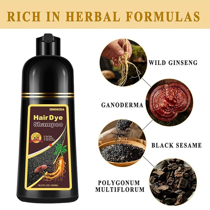Deep Wine Red Hair Dye Shampoo 3 in 1 for Gray Hair, Instant Hair Dye for Men Women, Long-lasting & Natural Hair Color Shampoo, Effect in Minutes, 16.9 Fl Oz