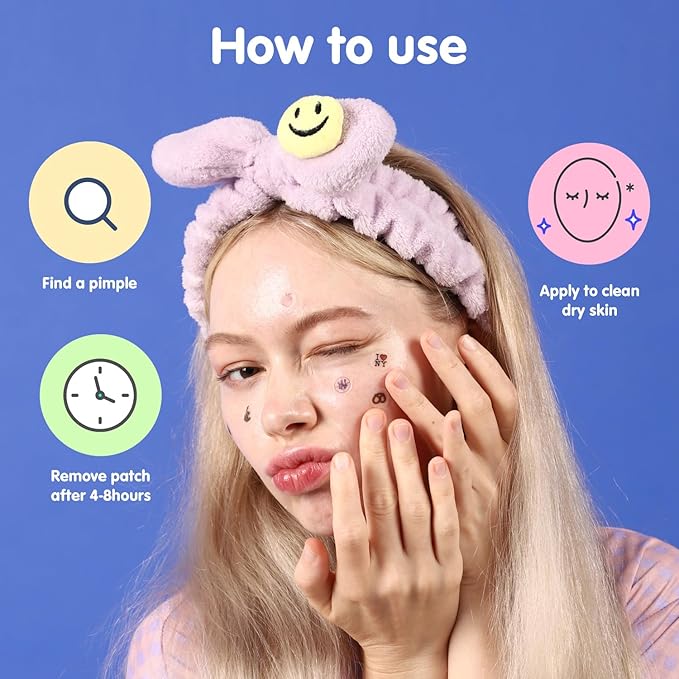 Acne Pimple Patches for Face 54 Count with Mirror Case for Day & Night Use - Hydrocolloid Pimple Pads, Emoji-Themed Blemish Dots, Clear Skin Treatment (Emoji)