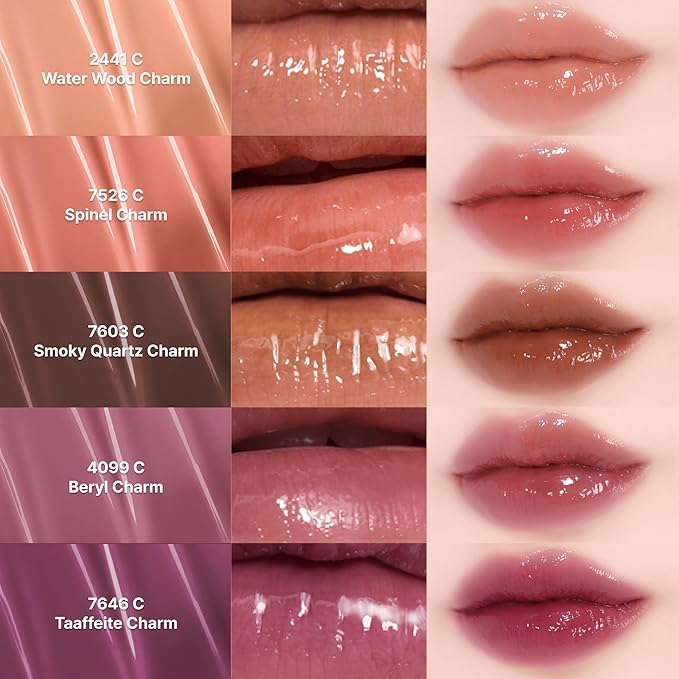 ENTROPY Makeup 2-in-1 Charm Shiny Glowy Lip & Cheek Gloss Tint Keychain, High Pigment Glossy Lip Color & Plumping Gloss, C2 Water Rose Charm