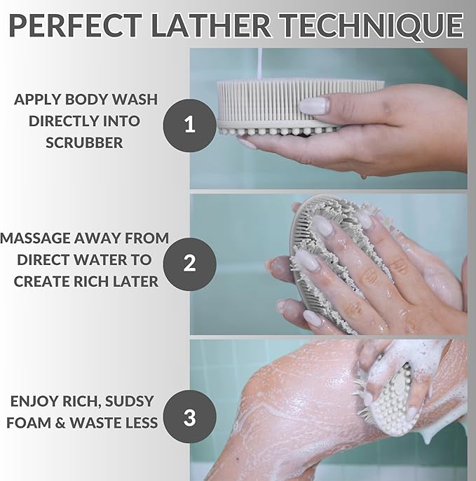 Silver Infused Exfoliating Body Scrubber - Textured Back Scrubber Shower Brush - Avilana Advanced Material Bath Tool Dual Sided - Gentle Smoothing Rough Skin - Premium Gift Women Men