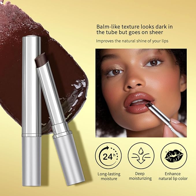 2PCS Hydrating Honey Lipstick，Sheer Tinted Lip Balm for All Skin Tones, Moisturizing Nourishing Formula with Natural Black Cherry Tint (Black + Pink)