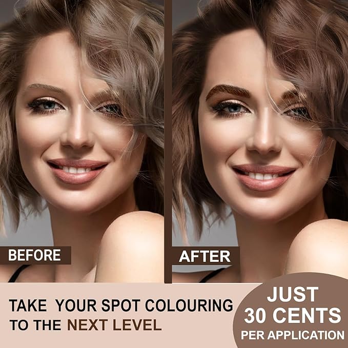 MinaiBrow Instant Hair Dye Kit Medium Brown | Natural Spot Coloring Tinting Powder with Brush, Water & Smudge Proof | 100% Grey Coverage Upto 30 Applications