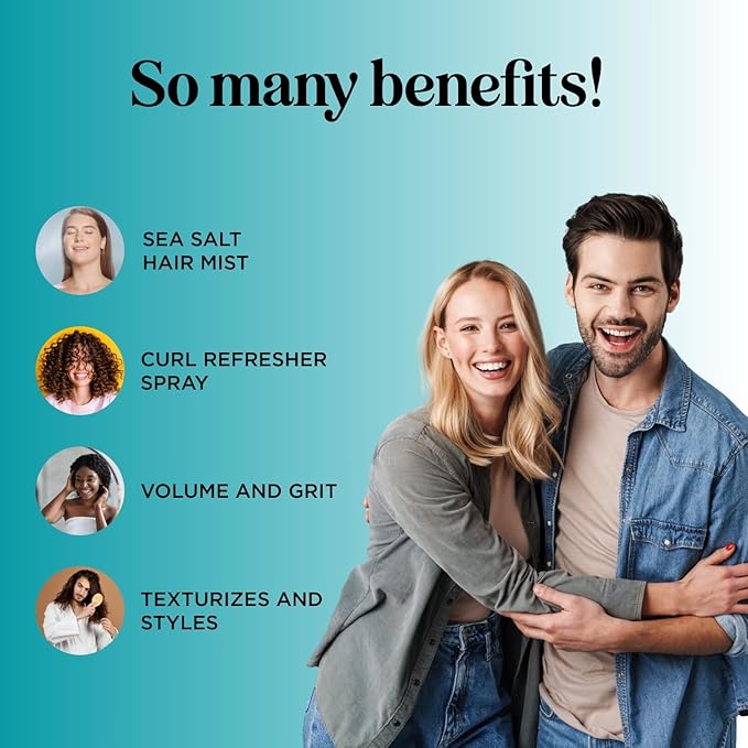 Volumizing Sea Salt Spray for Hair - Texturizing Beach Waves Spray & Hair Mist Curl Activator - Non Sticky Styling Beach Hair Spray for Men and Women with Nourishing Argan Oil and Sea Kelp Extract