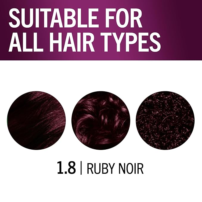 Schwarzkopf Keratin Permanent Hair Dye Cream, 1.8 Ruby Noir, Professional Quality Color for Up to 100% Gray Coverage, Bond Enforcing System