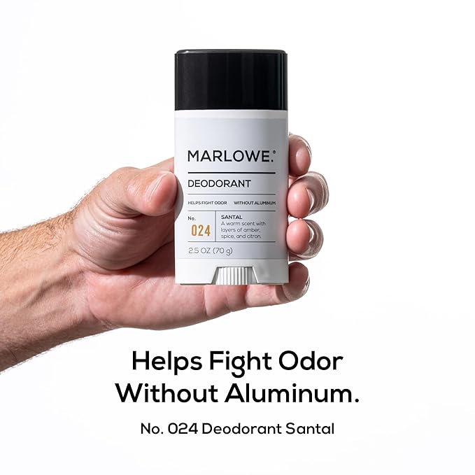 MARLOWE. No. 024 Deodorant 2.5 oz, Jojoba Esters, Coconut Oil, Shea Butter & Tapioca Starch for Odor Protection, Formulated without Aluminum & Baking Soda, Warm & Spicy Santal Scent