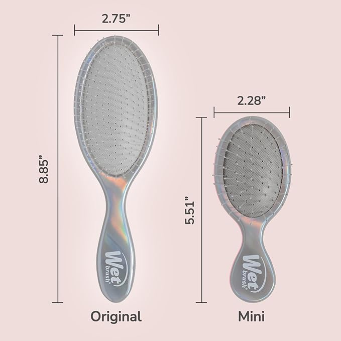 Wet Brush Original Detangler & Mini Hair Brush Gift Pack, Chrome (Iridescence Icon) - IntelliFlex Bristles - Detangling Brush Glides Through Tangles For All Hair Types (Wet & Dry), Limited Edition