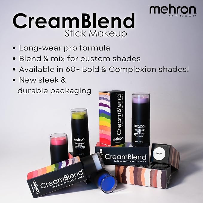 Mehron Makeup CreamBlend Stick | Face Paint, Body Paint, & Foundation Cream Makeup | Perfect for Halloween .75 oz (21 g) (Pastel Blue)