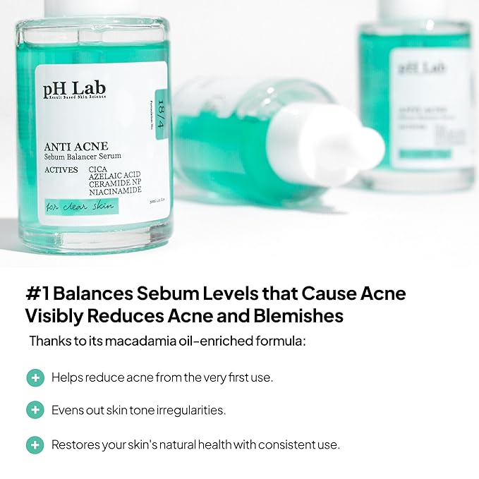 pH Lab Anti-Acne Set, Cleansing Bar, Serum for Acne Prone Face and Skin with Azelaic Acid