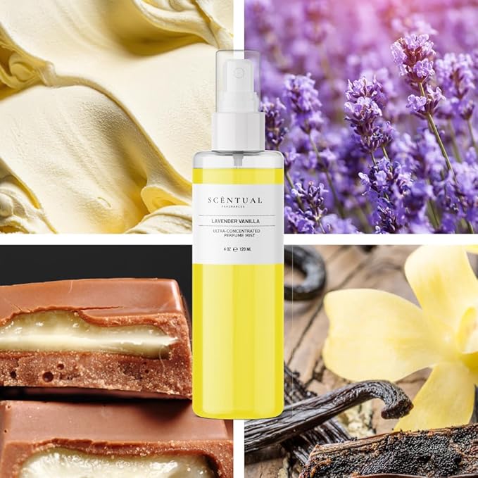 Ultra-Concentrated Hair & Body Perfume Mist, Long Lasting Women's Fragrance, Gourmand Perfumes for Women, Vegan and Cruelty Free (Lavender Vanilla)