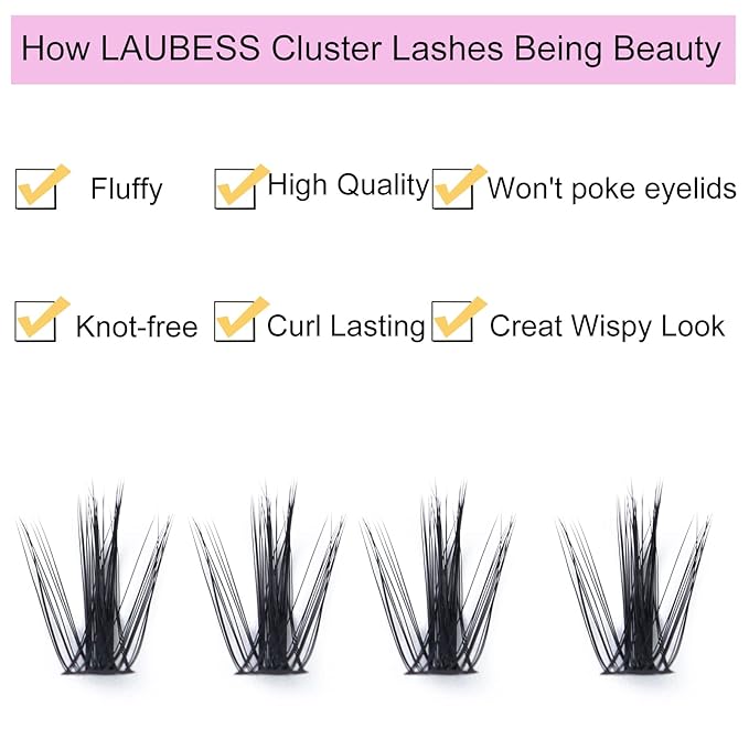 Eyelash Clusters LAUBESS Lash Clusters Individual Lashes Cluster Eyelash Extensions DIY at Home Waterproof Cluster Lashes (Manga)