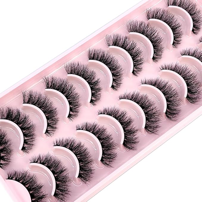 HBZGTLAD New 10 Pairs 3D Mink Lashes False Eyelashes Handmade Wispy Fluffy Long Lashes Natural Eye Makeup Tools Eye Lashes(FA-08)