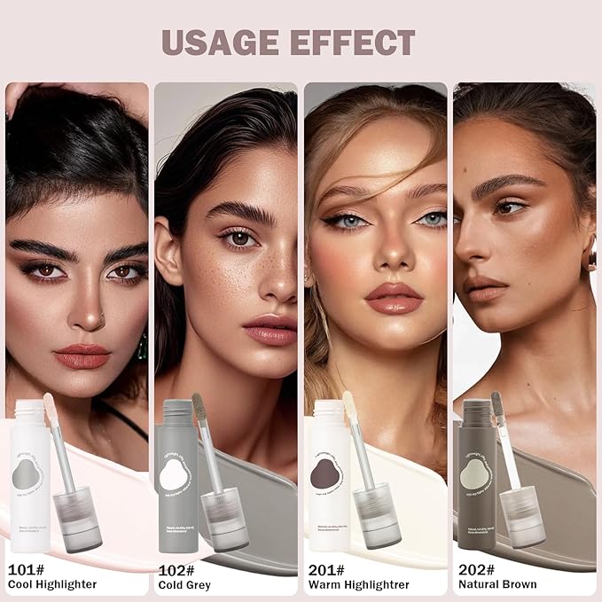 Cool Toned Liquid Concealer Highlighter Makeup, Cold Matte Cream for Face Eye Highlight, Lightweight & Long Lasting Cream Contour Illuminator Brightening Makeup, Portable Travel Size, 101