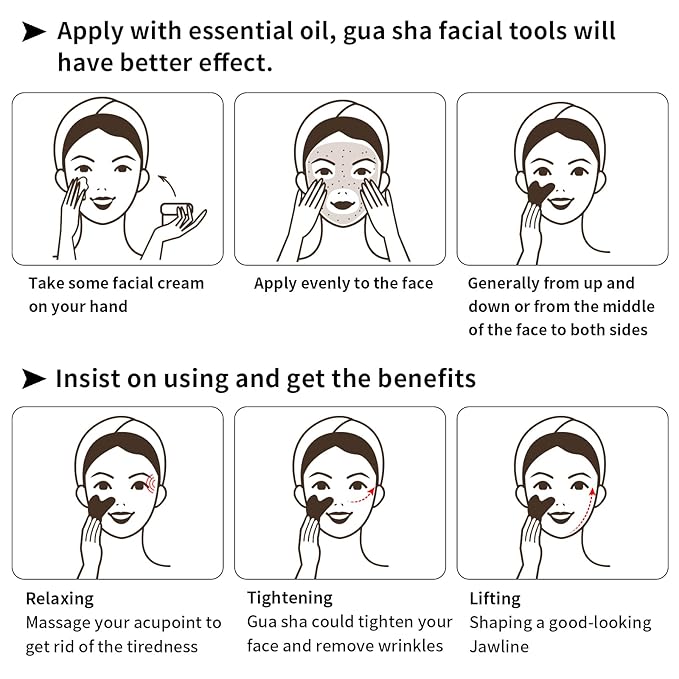 Gua Sha Facial Tools 2 Pack, Natural Jade Guasha Tool for Face,Double Chin & Jawline, Gua Sha Stone Self-Skin Care Face Stone Gua Sha tools for Women Guasha Stone, Black and Green