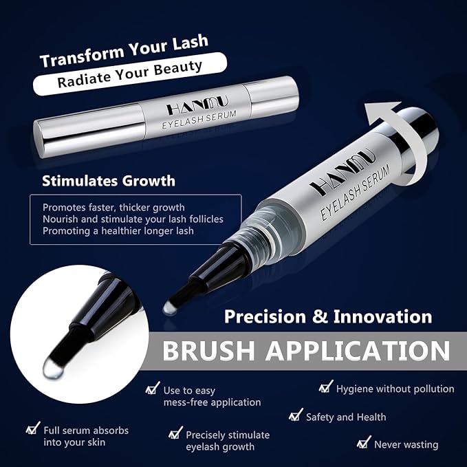 HANMU Eyelash Growth Serum, Non-Irritating Eye Lash Serum,For Rapid Enhancement of Eyelash Growth - Fuller, Faster, Longer, Premium Lash Enhancer-4ml