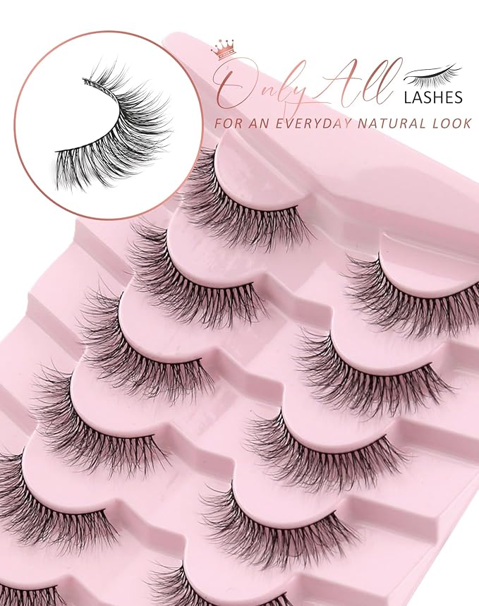 Onlyall Lashes Wispy False Eyelashes Mink Lashes Natural Look Eyelashes Wispy Fake Eyelashes Natural Lashes Fake Eye Lashes 12mm Lashes D23