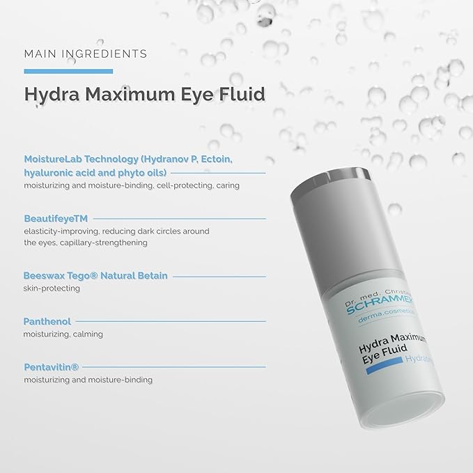 Hydra Maximum Eye Fluid (0.5 fl oz) - Reduces Fine Lines, Wrinkles & Dark Circles – Under Eye Treatment - Hyaluronic Acid - Eye Care - Dr. Schrammek