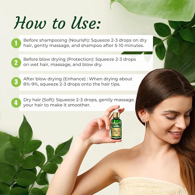 Herbishh Light Brown Hair Color Shampoo - 3-In-1 Magic Dye for Gray Hair 500 Ml + Argan Oil for Dull, Dry Damaged Hair 30ML