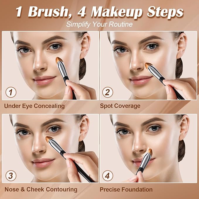 Concealer Brush Under Eye, Small Triangle Brushes for Precise Coverage Dark Circles Blemishes Acne, Easy Blending for Concealer Contour, Cream/Liquid Makeup Brush