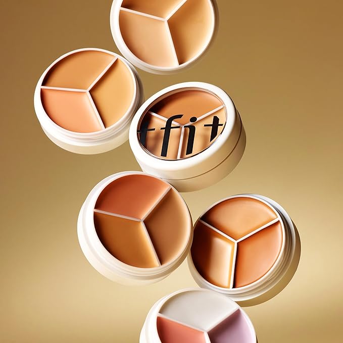 Multi-Use Pot Concealer - Triple Palette | High-Pigmented, Full Coverage & Crease-Proof | Korean Concealer for Dark Circles, Redness & Blemishes (04 Dark, 0.52 Oz)