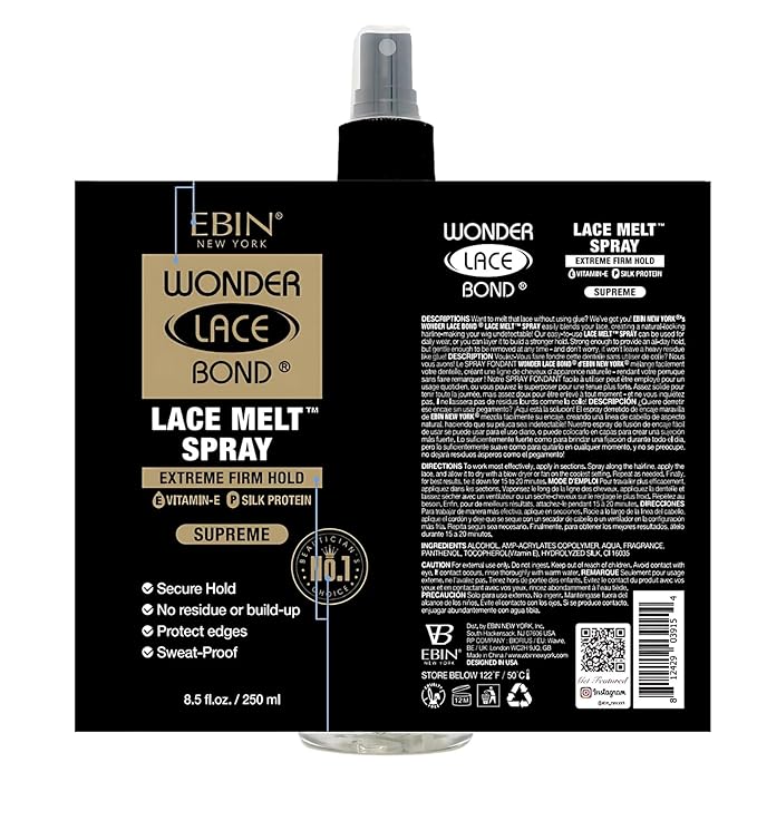 EBIN NEW YORK Wonder Bond Melting Spray 8oz/ 250ml - Extreme Firm Hold (Supreme) | No Reside, Long Lasting Formula with Protecting Edges, Gives Undetectable and Natural Look