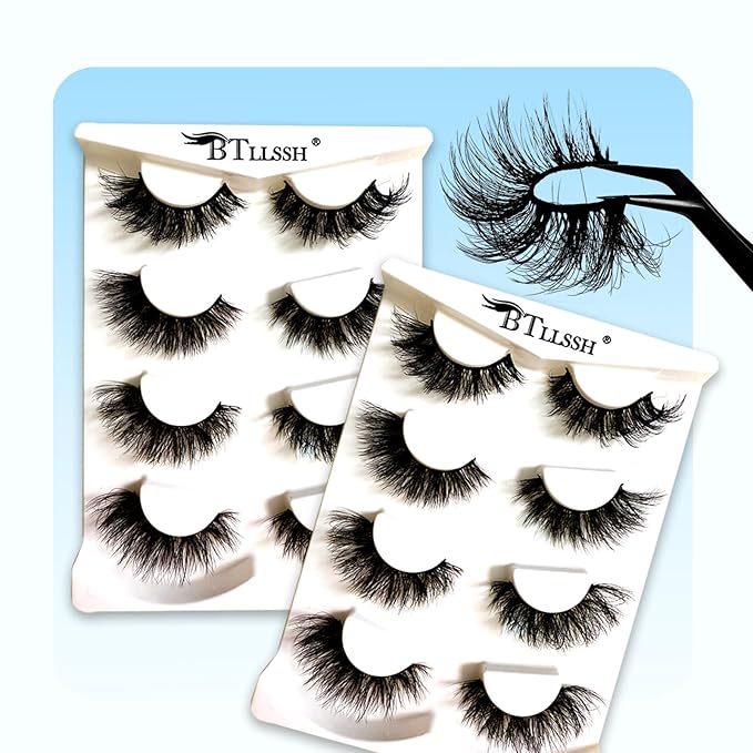 Vegan Mink Eyelashes - Reusable Strip Lash, Cruelty-Free Faux Mink Lashes for 3D Effect. Weightless, Fluffy & Easy to Apply Mink-Like False Eyelashes