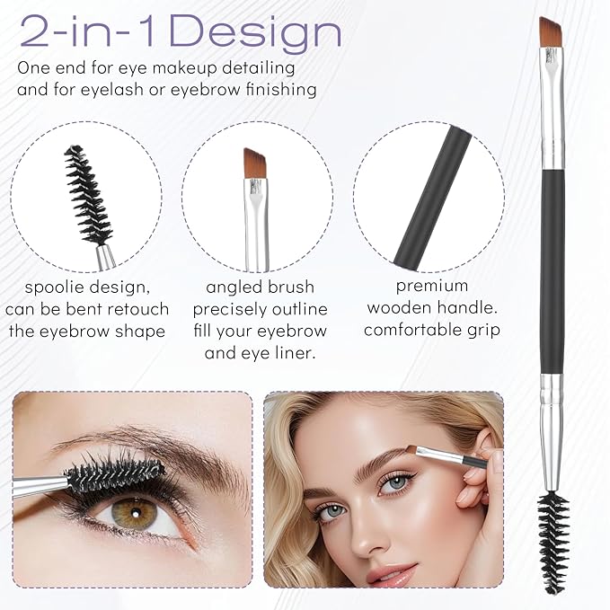 6 Piece Eyelash Brush Separator Eyebrow Combs Dual Ended Spoolie Mascara Fan Brush Lash Separator Comb Eyebrow and Eyeliner Tool Kit