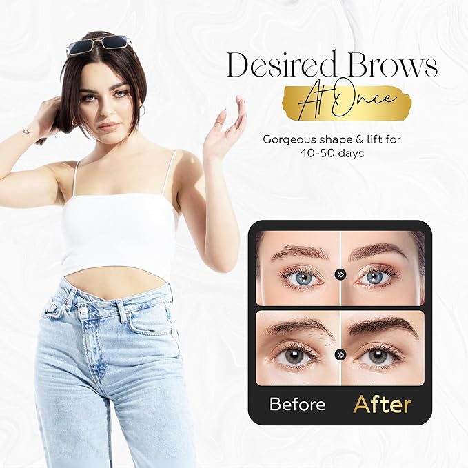 Premium Brow Lift Kit from Florazeen – At-Home Eyebrow Lamination with Grooming Tools, Including Razor & Scissors – Salon-Quality DIY Brow Perm for Instant Definition