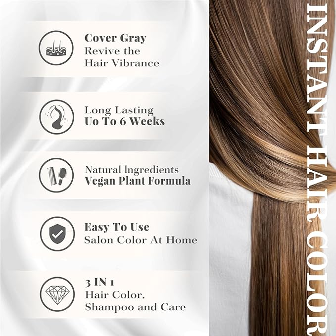 Natural Hair Dye Shampoo 3 IN 1, Hair Color for Gray Hair Coverage, Hair Coloring Shampoo for Women, Color Shampoo Beard Dye for Men, Vegan Ammonia Free Hair Shampoo (GOLDEN BLONDE)