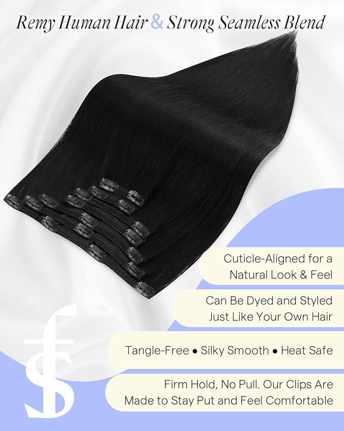 Full Shine Thick Hair Extensions Clip ins 26 Inch 180 G Long Black Hair Extensions Black Extensions Clip in for All Over 7 Pcs