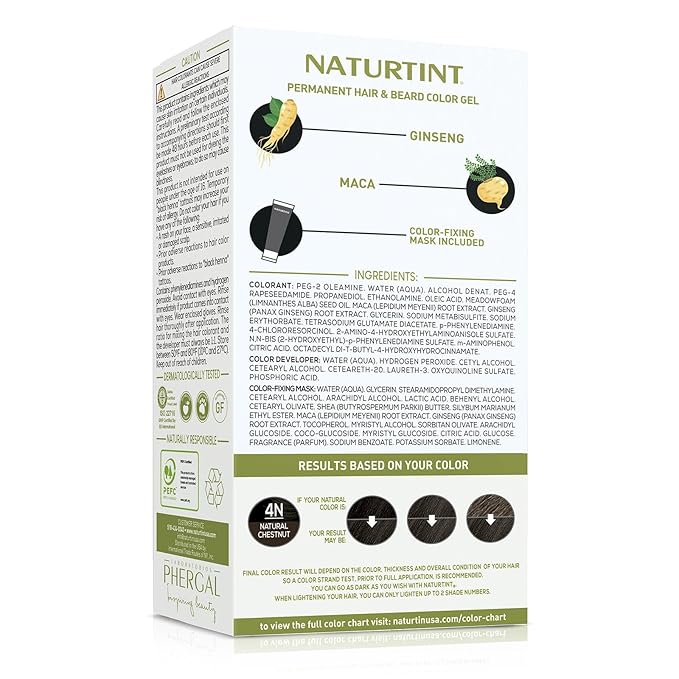 Naturtint Mens Permanent Hair Color for Hair Beard and Mustache (4N Men's Natural Chestnut)