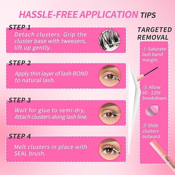 Lash Extension Refills, 320pcs DIY Eyelash Extension 9-16mm Mix, 40D 50D Curl Individual Lash Clusters