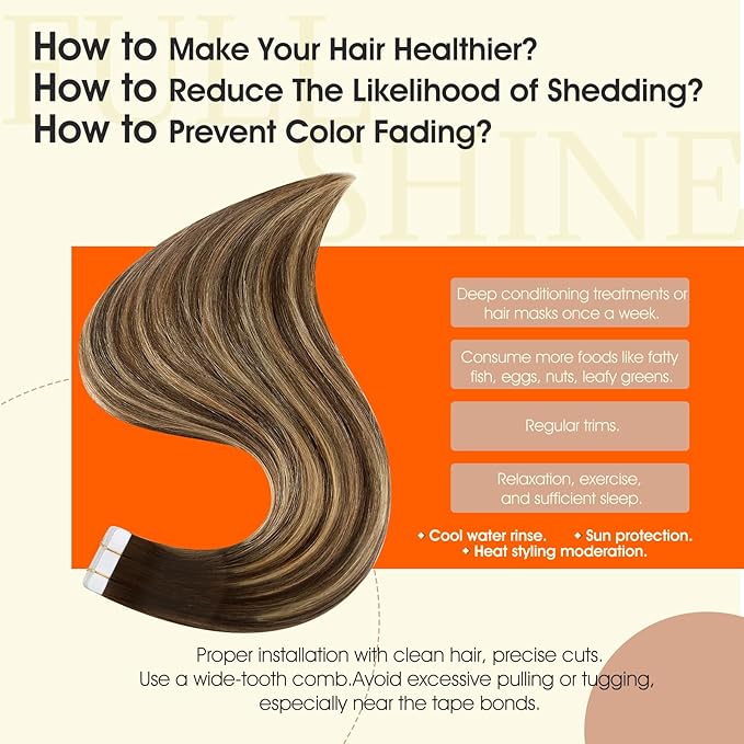 Full Shine Balayage Hair Extensions Tape in 12Inch Tape in Extensions Real Human Hair Color 4 Medium Brown Ombre 24 Honey Blonde Highlight 4 Brown Seamless Skin Weft Tape ins 30Gram 20Pcs