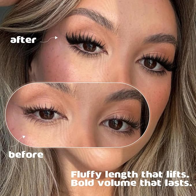 Kiromiro Lash Clusters Kit 12-20mm Thick Lash Extensions Kit Top & Bottom Eyelash Clusters Kit with Lashes Bond and Seal Fluffy Cluster Lashes with Spikes DIY Individual Eyelash Extensions
