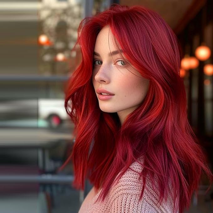 Red Hair Dye - Temporary Hair Color Chalk for Kids, Hair Wax Color for girls age 4 5 6 7 8 9-12+ Birthday Party Cosplay DIY Independence Day Halloween Christmas