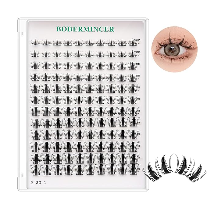 Bodermincer Lash Clusters D Curl Black/Brown/Colored Lashes 10-12-14/12-14-16/16-18-20mm Mixed Lash Clusters Kit For Beginner (B01# Fairy Lash Kit 8-16mm MIX)