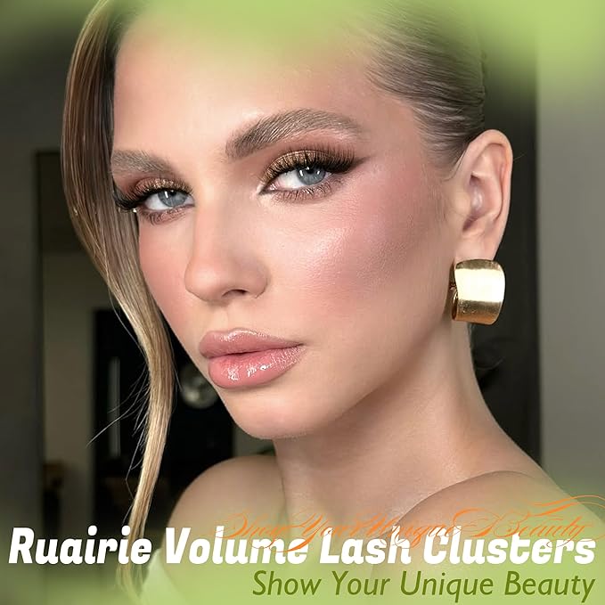 Ruairie Brown Lash Clusters Eyelash Extensions 464pcs Fluffy Volume Brown Eyelash Clusters 50D-120D D Curl Individual Lashes 12-18MM Thick Cluster Lashes Extension
