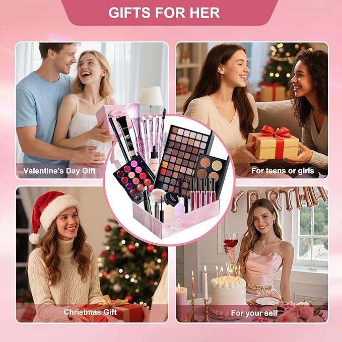 Makeup Set Full Kit for Girls Teens Women, Beginner Makeup Kit, 54 Color Eyeshadow Palette, Mascara, Lip Gloss, Foundation, Concealer, Makeup Brushes Set, All-in-One Makeup Kit