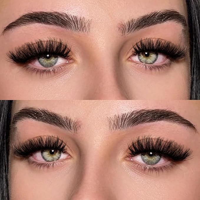 Mink Lashes Fluffy Wispy Eyelashes 14 Pairs Natural Cat Eye Lashes Strips 7-14mm False Strip Eyelash Pack Short Volume Fake Lash Full Small Black Cateye Pestañas Postizas