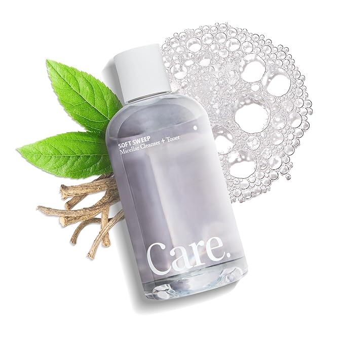 Care - Soft Sweep Micellar Cleanser and Facial Toner, Alcohol-Free and Paraben-Free Micellar Cleansing Water with Hyaluronic Acid, Glycerin, and Willow Bark Extract, Rinse-Free Face Cleanser, 8 fl oz